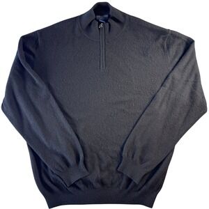 Joseph & Lyman Mens XL Black 100% Cashmere Quarter Zip Mock Neck Sweater Luxury